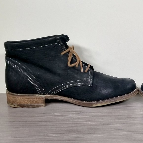 Josef Siebel Sienna Lace-up Booties, Black Leather, Womens Size 7.5 US / 38 - Picture 6 of 13